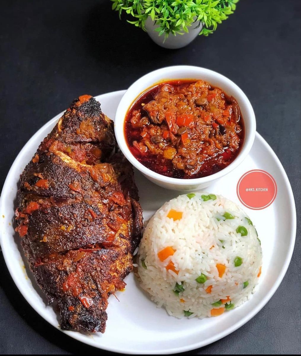 Caribbean fish and rice dish - island fusion cuisine at Rosy AfroCuisine